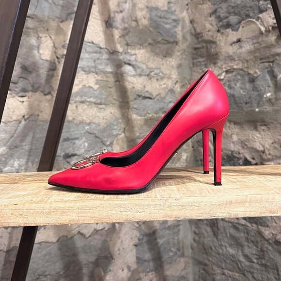 Versace Red Leather Medusa Door Knocker Pumps - Picture 9 of 13
